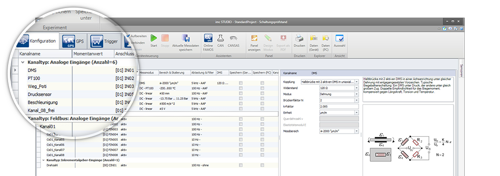 Kanalliste zur Konfiguration, umfangreiche Sortier- und Filterfunktionen, 