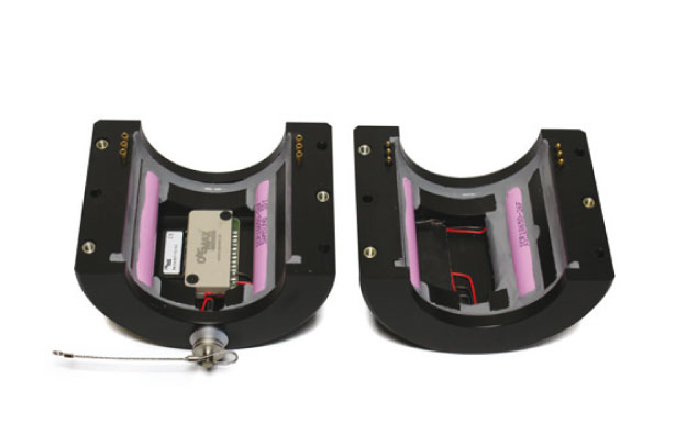 Boitier demi-coquille pour module Dx, alimentation intégrée (batterie ou bobinage secondaire pour alimentation inductive)