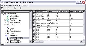 imc SENSORS - Sensordatenbank